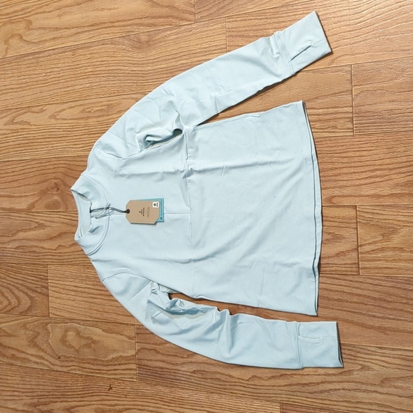 Prana Tops - NWT Prana light blue, mock neck quarter-zip cotton pullover w thumbholes, size M